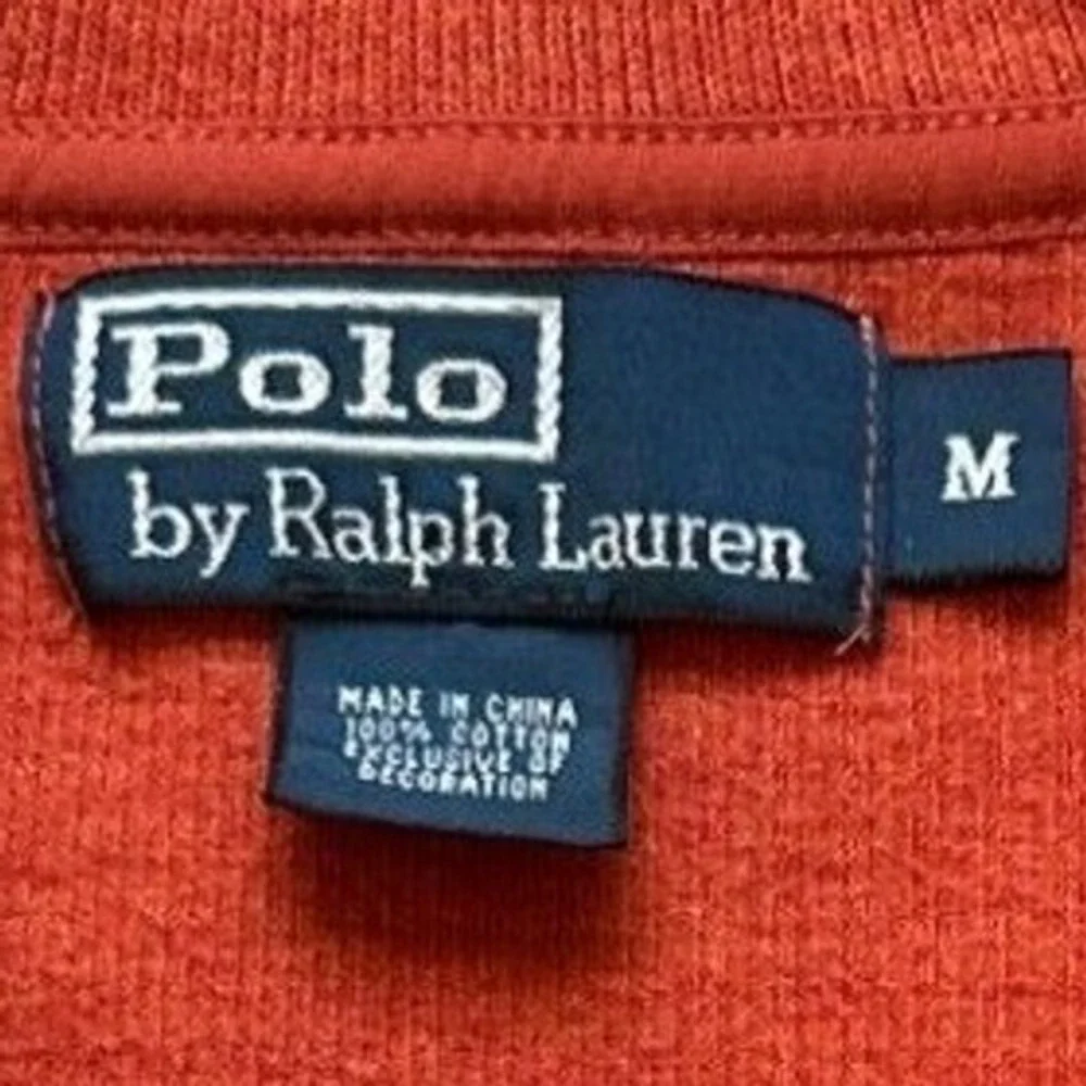 VTG Polo Ralph Lauren 1/4 Zip Knit Sweater Burnt Orange M Pony Mock Neck